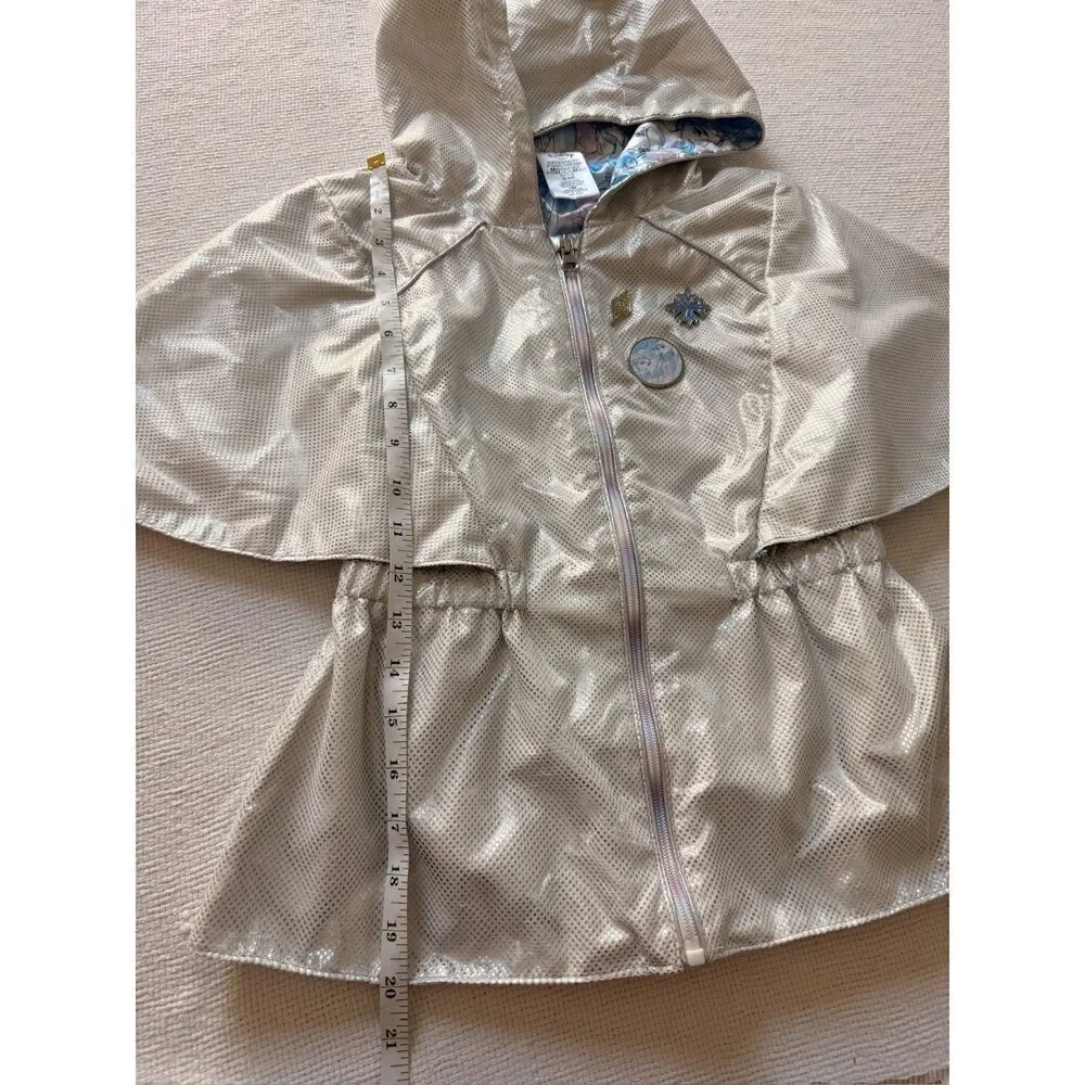 Disney Frozen 2 Girls Hooded Cape Jacket Silver Size 9/10 Elsa Anna